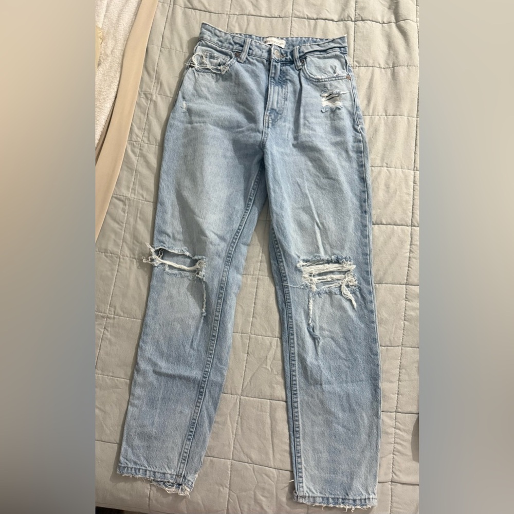 Zara Light Blue Distressed Skinny Jeans